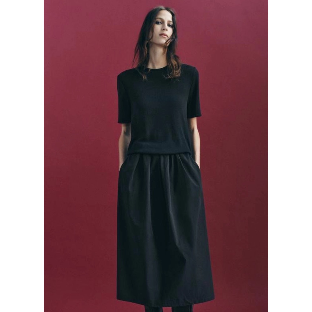 Zara Black Knit Top Midi Dress